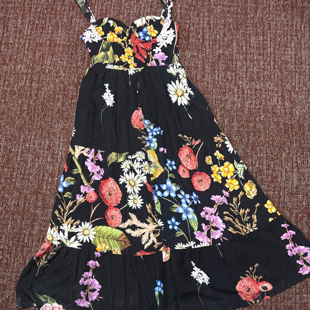 Agua Bendita Black Floral Maxi Dress